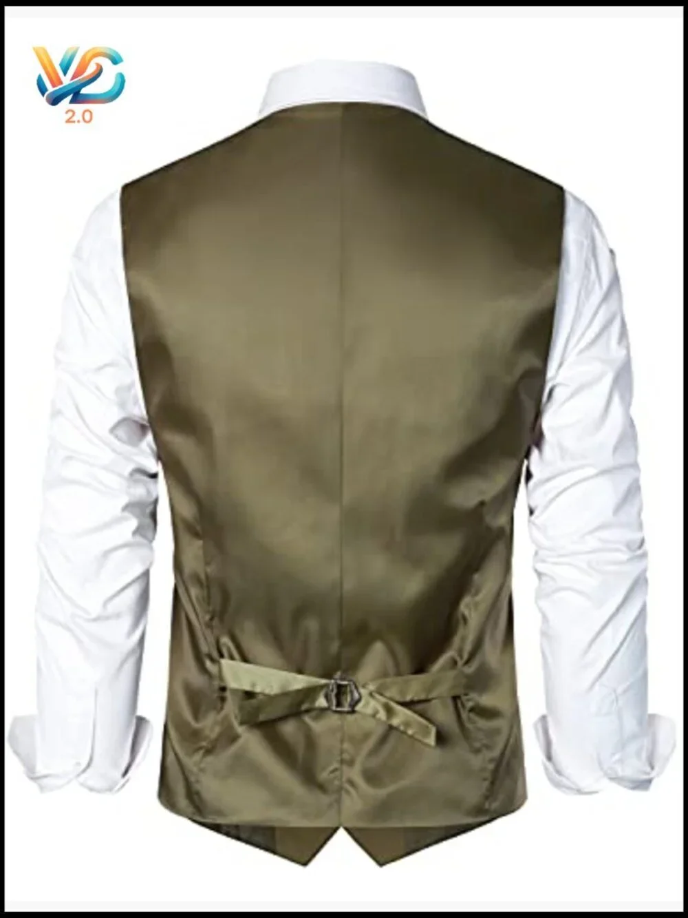 Men's Formal Suit Vest with Adjustable Belt, 3 Pockets, V-Neck Design